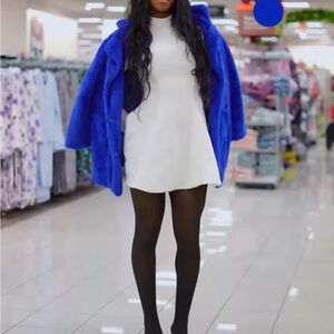 Vibrant Blue Faux Fur Coat